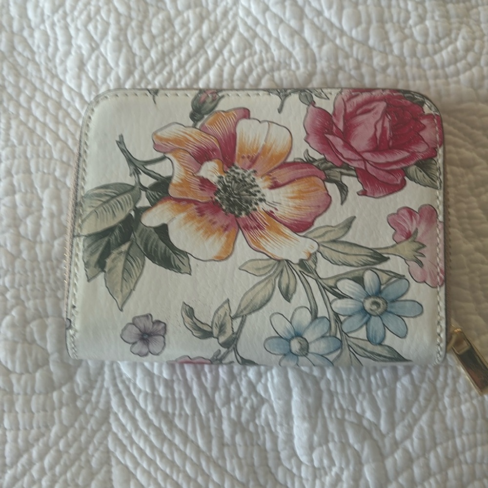 Floral printed leather wallet